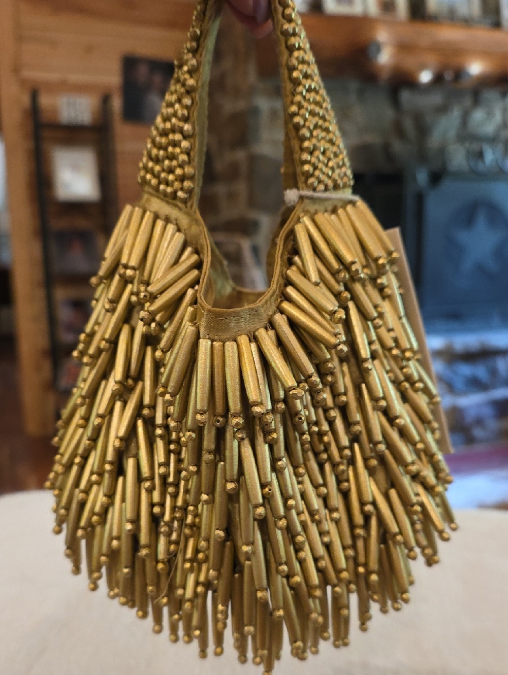 Gold Beaded Women’s Handbag - Elegant Evening Bag